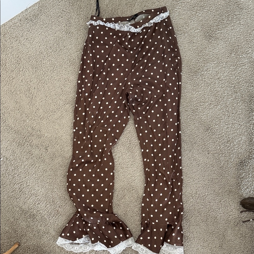 For love & lemons Chocolate Dot Capri Pant in Chocolate